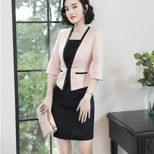 Модные стили Формальные униформы стили женские деловые костюмы с платьем и пиджаками пальто для дам Офисная Рабочая одежда блейзеры