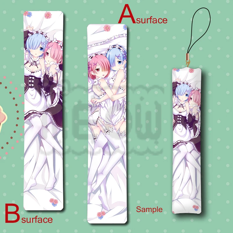 

Hot Re:Zero kara Hajimeru Isekai Seikatsu Ram & Rem Cute Anime Mini Dakimakura Keychain Pillow Hanging Decoration Phone Strap