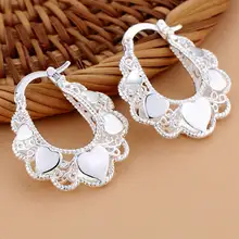 Silver Plated 925 jewelry Earrings For Women Wholesale Free Shipping Christmas Gifts Fashion Jewelry Modelling delicate hearts