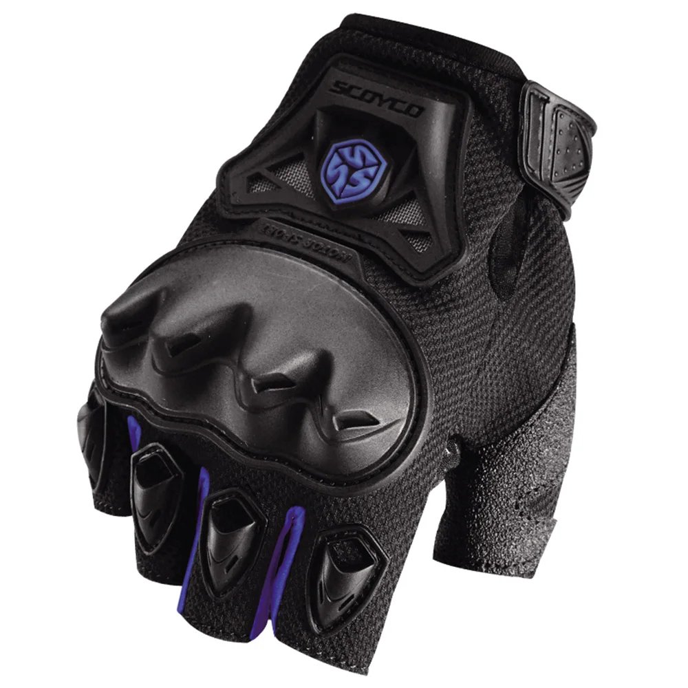 SCOYCO мотоциклетные перчатки для мотокросса, внедорожные гоночные перчатки, летние перчатки на пол пальца, мотоциклетные перчатки, защита мотоцикла - Цвет: Синий