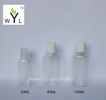 

50ML 60ML 100ML Disc top cap plastic bottles containers for traveling ,empty plastic liquid PET bottles for cosmetics WYL