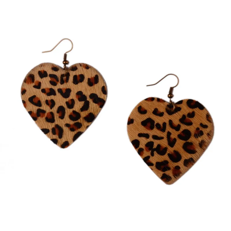 Дождевые настоящие серьги из кожи для женщин Висячие леопардовые серьги в форме сердца каплеобразные серьги Модные ювелирные изделия новые модные серьги
