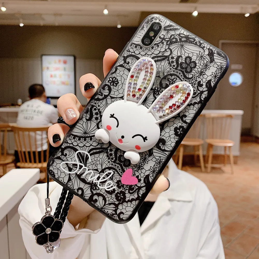 Кружевной Цветочный чехол для телефона Huawei Y6PRO Y7PRO Y5 Y6 Y7 Y9 2019 с мультяшным