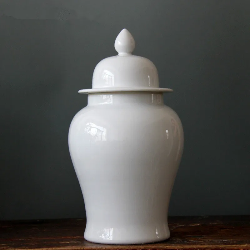 Pure white color Jingdezhen temple jar vase ceramic porcelain ginger jar wedding gift antique pot ceramic glazed high temperature  (3)