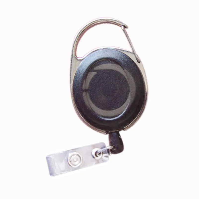 

Hot sale Badge holder winder with belt clip retractable carabiner id card visit card holder roller Black