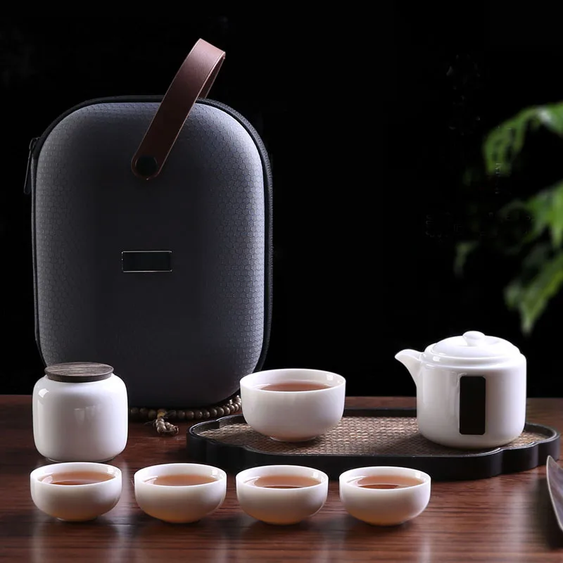  Chinese Travel Kung Fu Tea Set Ceramic Portable Teapot Porcelain Teaset Gaiwan Tea Cups of Tea Cere
