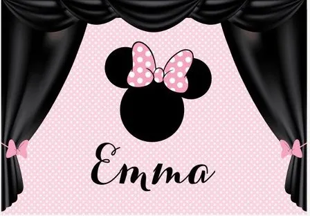 

custom Minnie Mouse Bow Black Curtains Clubhouse backdrop High quality Computer print party background