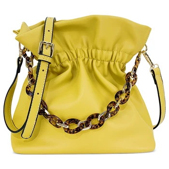 

Drawstring Bucket Bag Big Acrylic Chain Handbags Girl Cute Crossbody Bag for Women Green Travel Clutches Tote Bags