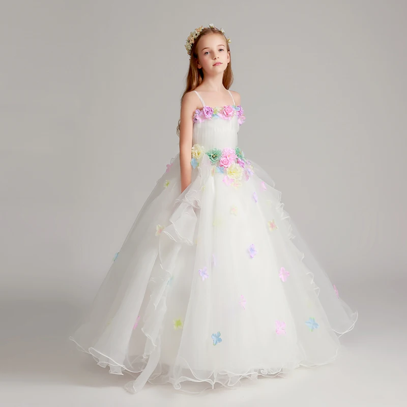Нарядные платья для девочек 2018 бальное платье Строгая детская одежда День рождения платье с цветочным узором для девочек Платье для