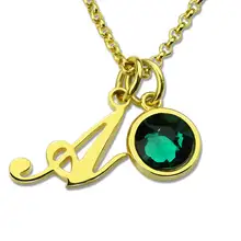 Custom Letter Jewelry Personalized Initial Birthstone Necklace Gold Color Monogrammed Push Present New Mom Necklace