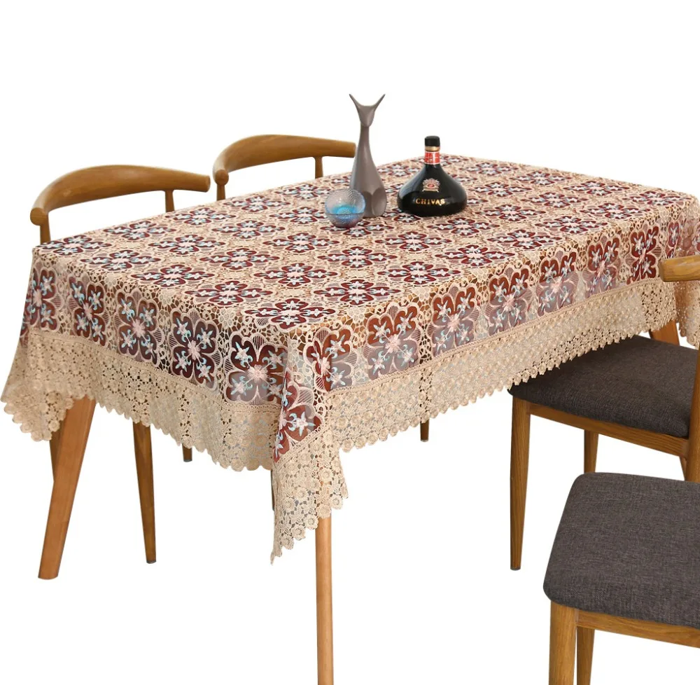 

Adasmile Crochet Floral Hollow Elegant Lace Table Cloth Table Cover Overlays Tablecloths For Banqute Wedding Party Decoration