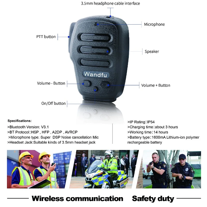 

Wireless Bluetooth Handheld Microphone Intercom For the PTT APP Zello Azett Bper ESChat Bper For Apple IOS And Android System
