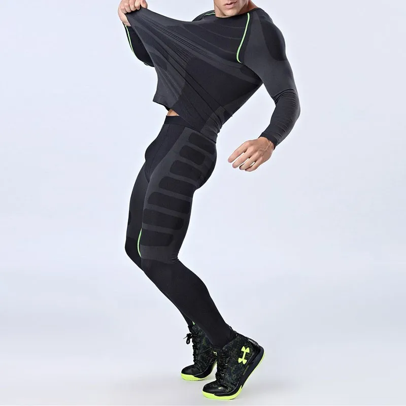 Compression спортивный костюм Фитнес Tight Бег футболка леггинсы Для мужчин спортивная Demix черный тренажерный зал спортивный костюм тайтсы мужские фитнес костюм спортивный костюм мужской компрессионная одежда