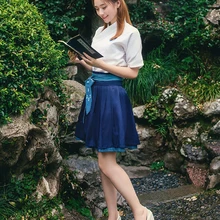 Традиционная китайская одежда этнический классический в стиле ханьфу костюм с восточной вышивкой старинный костюм Тан костюм платье Топ+ платье