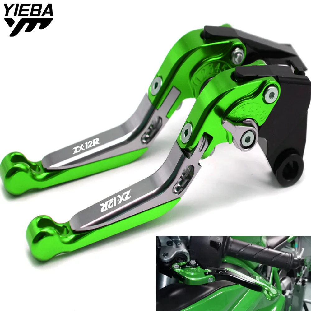 

Motorcycle CNC Brake Handle Adjustable Folding Brake Clutch Levers For KAWASAKI ZX12R ZX-12R ZX 12R 2000-2005 With ZX12R LOGO