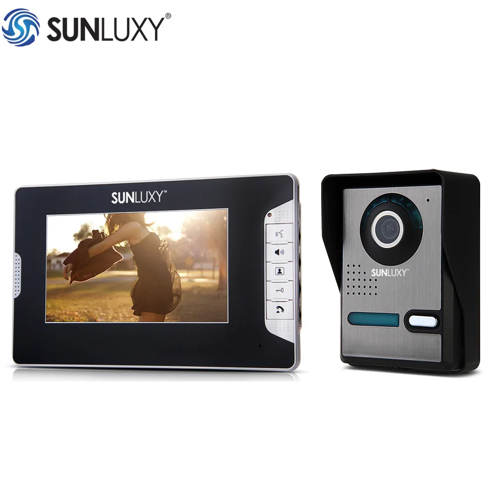 SUNLUXY Video Home Security 7 Inch TFT LCD Doorbell Kit 1 Camera 1 Monitor