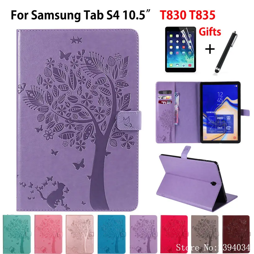 Custodia Per Samsung Galaxy Tab S4 10.5 T830 T835 Sm-T835 10.5 "Cover Funda Tablet Cat Tree Pattern Stand Shell Film Stilo