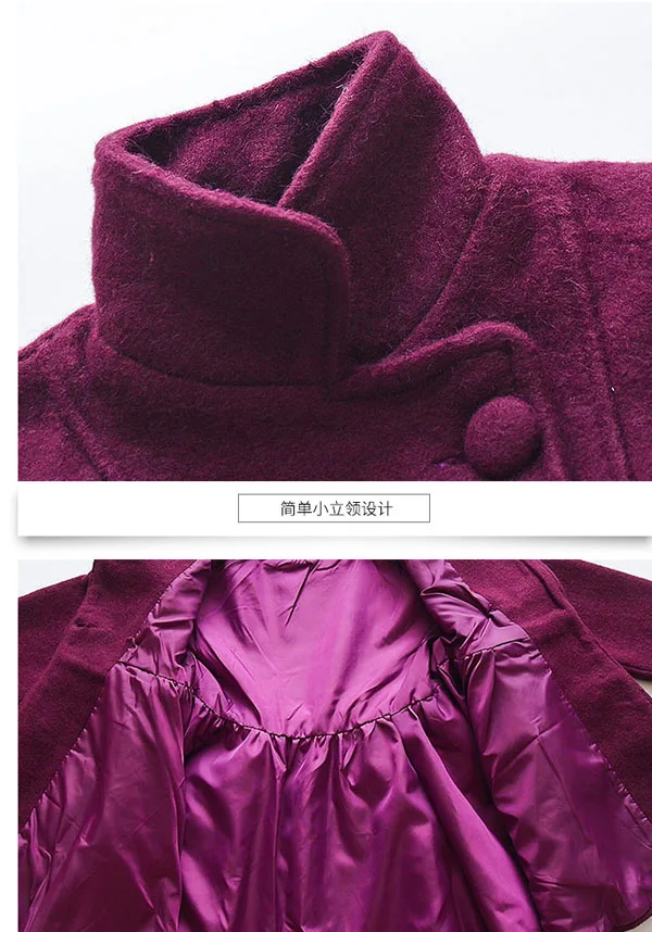 Шерстяное пальто для девочек, Детское пальто, плотная многослойная одежда на талии
