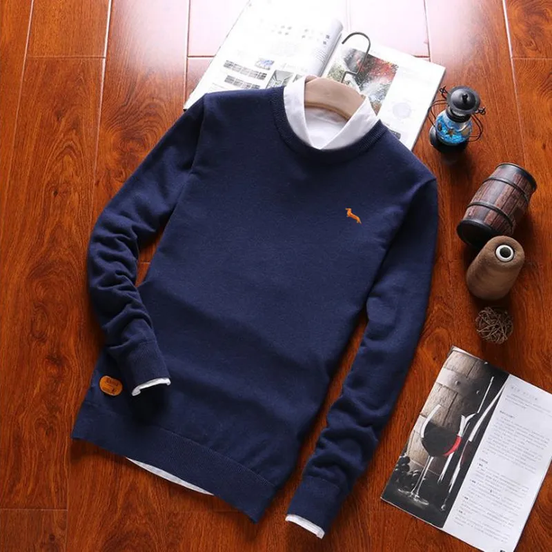 New Casual Polos Sweater Men Famous solid Pullovers long sleeve cotton
