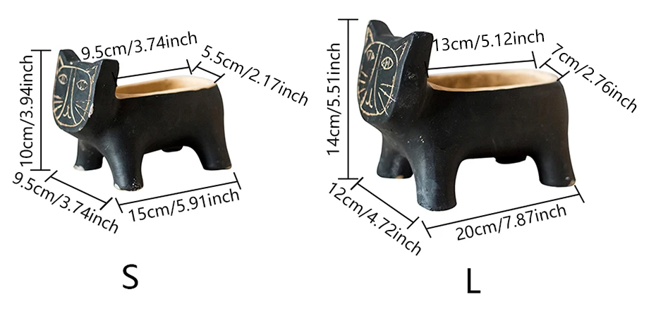 Ручная работа черная ваза в форме кота бетонные цветочные горшки Абстрактное Искусство Животные цветочный горшок цветочное украшение Садоводство подарочные украшения
