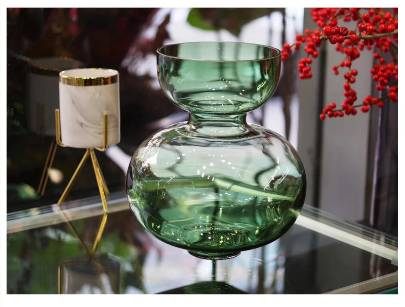 Абстрактные стеклянные вазы, настольный цветочный горшок, зеленая ваза для растений, скандинавский стиль, аксессуары для украшения дома, Современная столешница, ваза