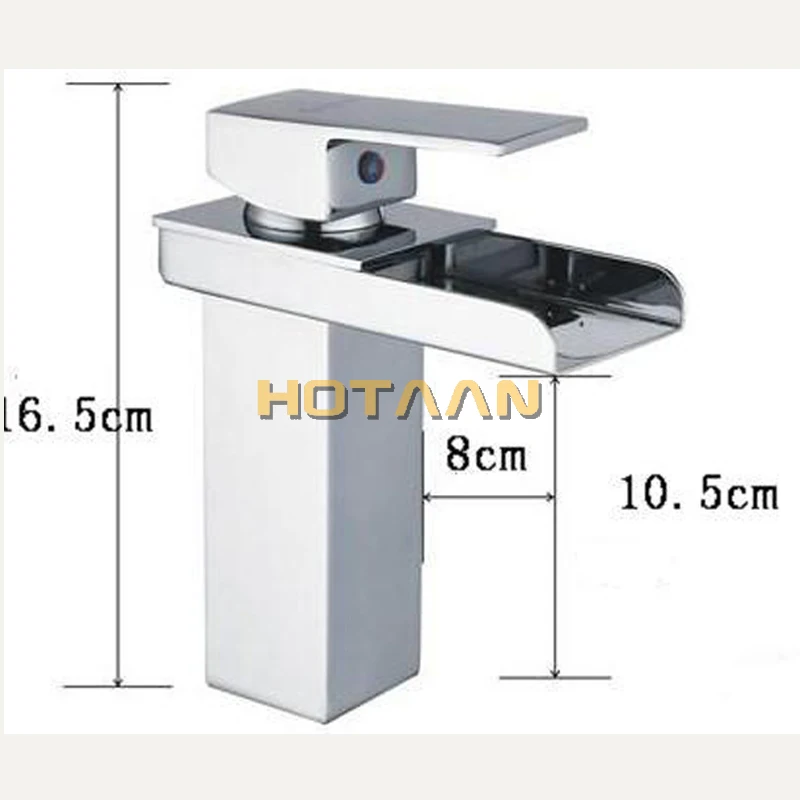 Опт и розница Акция хромированный латунный водопад кран для ванной квадратной раковины Смеситель 1 ручка