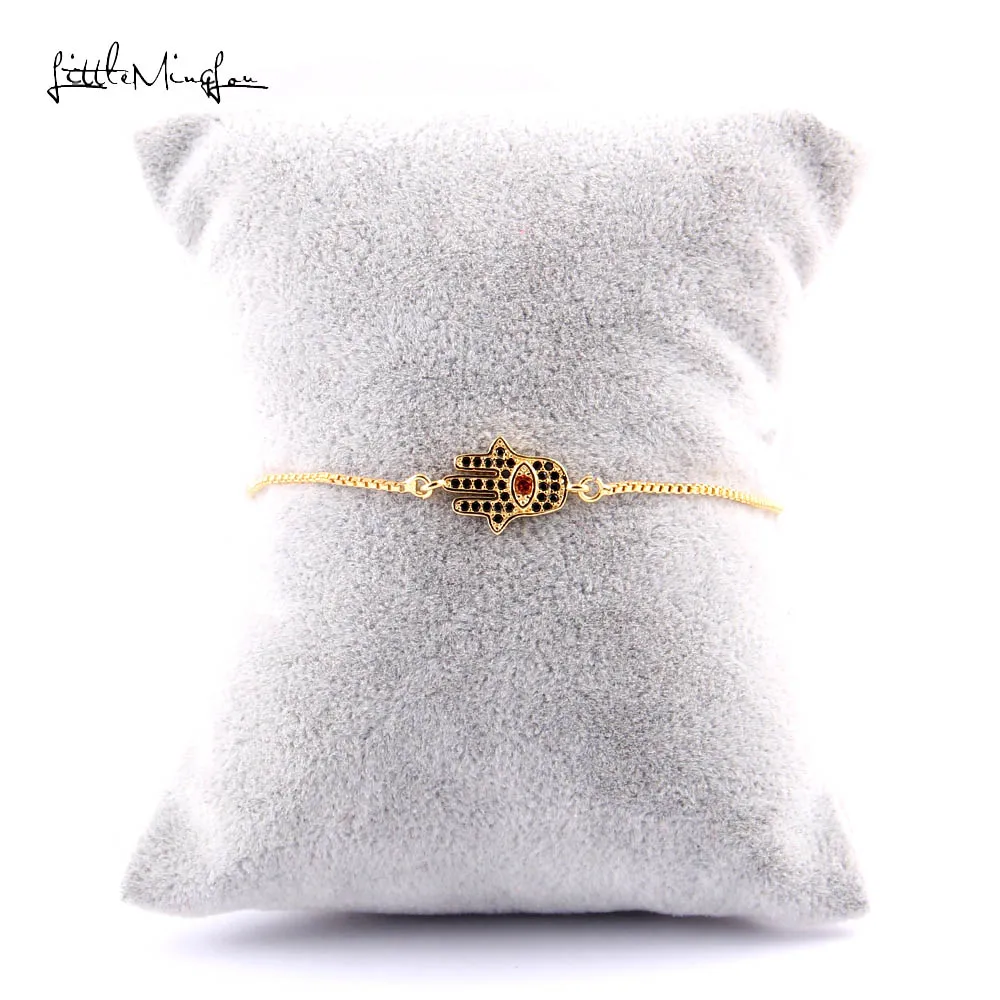 

Little MingLou Luxury men CZ zircon Hamsa Fatima Hand charm Adjustable Link Chain men bracelets & bangles for women jewelry