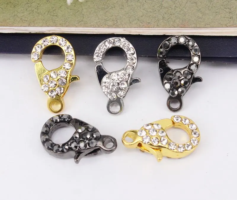 50pcs Lobster Clasps Paved Crystal Rhinestone,For making Jewelry 12mm x