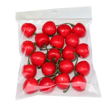 

20Pcs/Bag Reusable Lifelike Simulation Small Cherries Artificial Red Fruit Model for Photography Studio Photo Background Props W