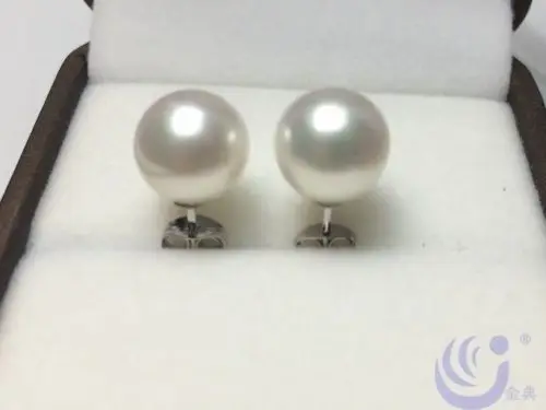 

Free Shipping >>>>PERFECT Round 9.5-10 MM AAA+ WHITE AKOYA PEARLS EARRING 14K