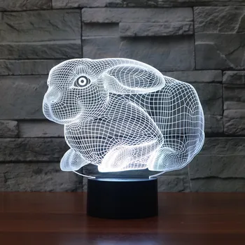 

[Seven Neon]Free shipping rabbit shape Acrylic 7Colors Desk Lamp 3D Lamp Novelty gift Led Night Light Millennium Falcon Light