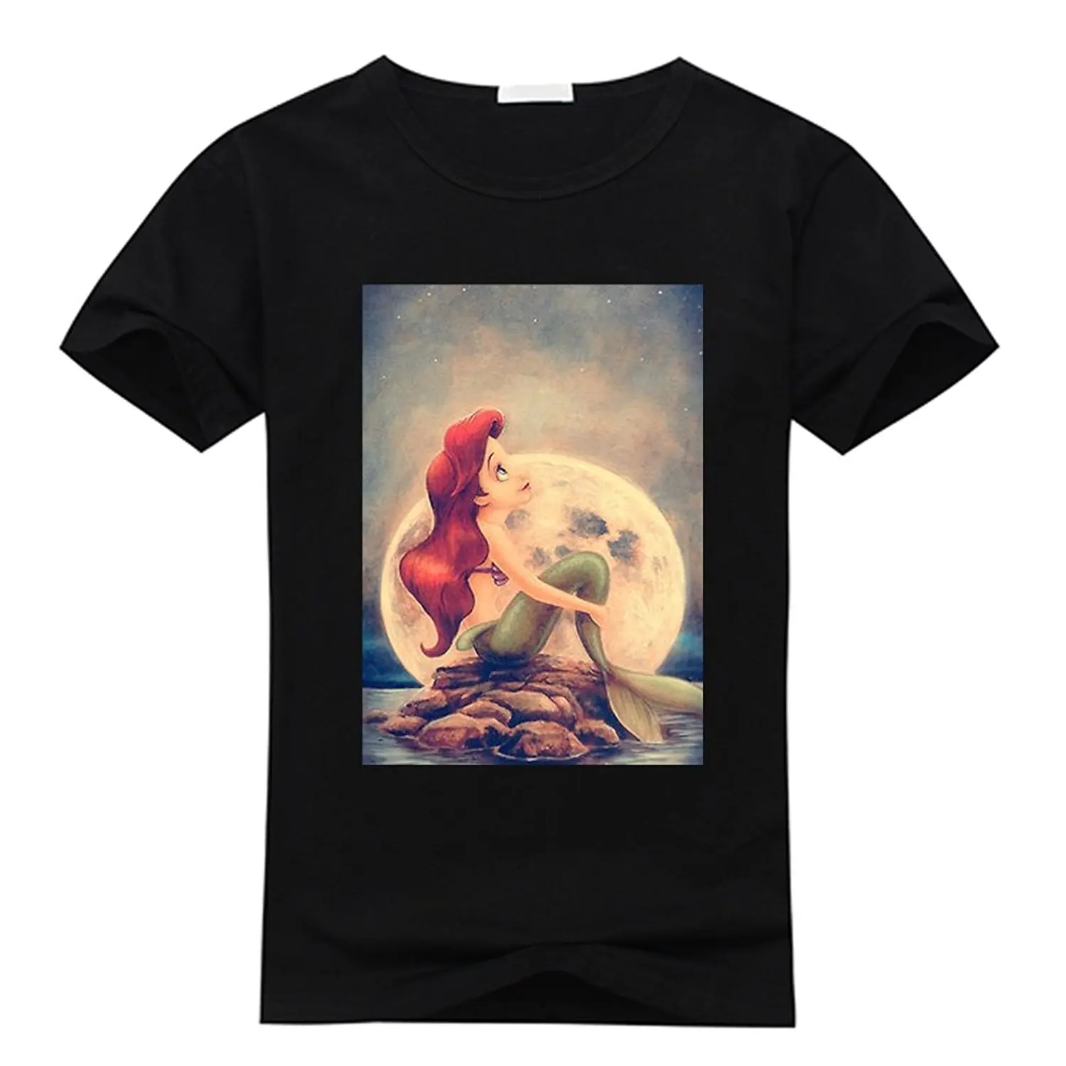 

Women's Tee Men T Shirt 100% Cotton Print Shirts Ariel Little Mermaid Custom Men's T-shirt Women's T-shirts Black Xl