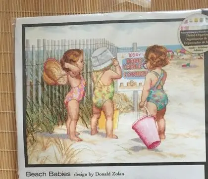 cs-2075 Cross Stitch Kit Beach Babies Baby Kids Children Girls Boys on Beach Seaside Dim 35216
