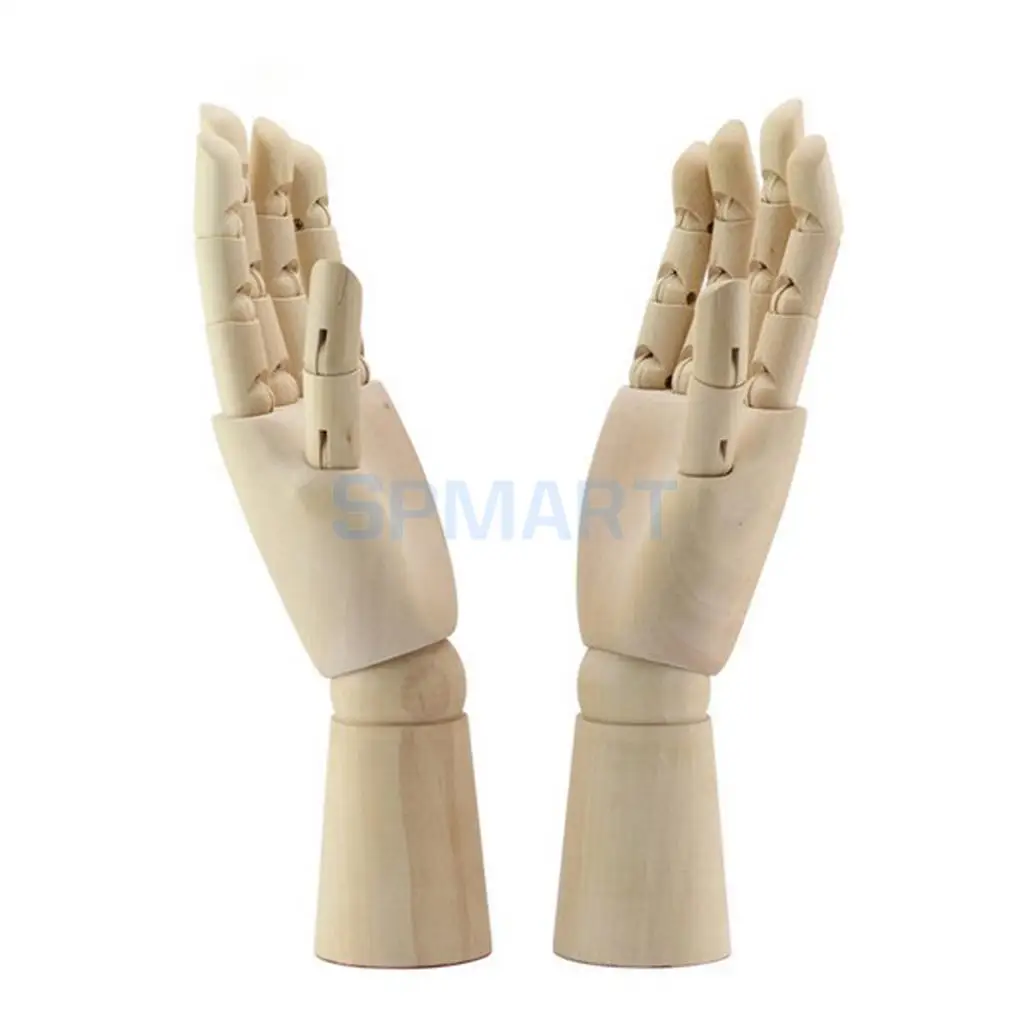 18cm Jointed Wooden Hand Mannequin Hand Artist Sketching Manikin Aid Jewelry Stand Watch Rack Window Display Photography Props