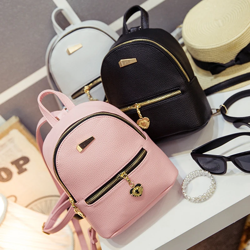Nuevo Mini Bolso de Hombro Mochilas bolso de escuela de Cuero de Las