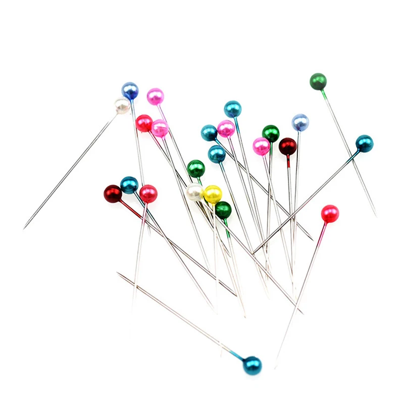 50//100Pcs Round Pearl Head Dressmaking Pins Weddings Corsage Florists Sewing Pin