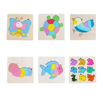

Early Education Puzzle Cartoon 3D Stereo Memory Game Jigsaw Puzzle Wooden Baby Toddler Intellectual Animal Traffic Toys