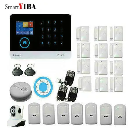 

SmartYIBA WIFI APP Control HD IP Camera Wireless SMS Home GSM Alarm System Multi-Language For Option Smoke/Fire Detection Alarm