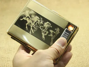 

USB lighter cigarette case for 20 cigarettes pack