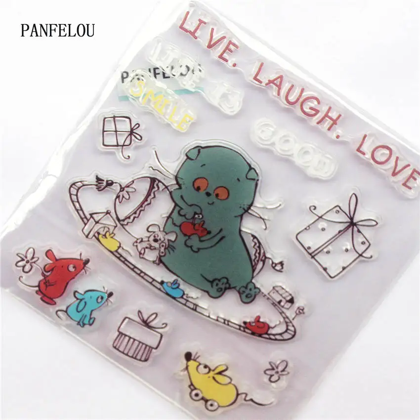 PANFELOU большой ленивый кот прозрачный силиконовый штамп/печать DIY