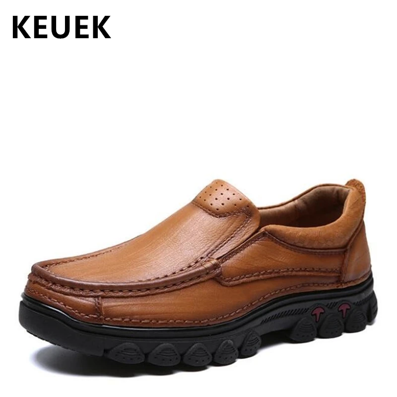 

New Arrival Men Casual leather shoes Breathable Slip-On Outdoor shoes Genuine leather Male Flats Soft comfortable Loafers 02A