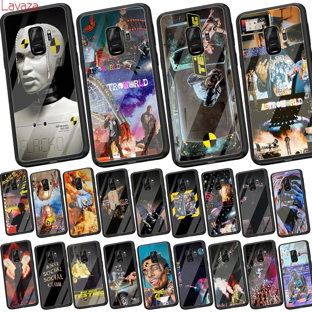 

Lavaza Travis Scott A$AP Rocky Tempered Glass Soft Case for Samsung Galaxy S8 S9 S10 Plus Note 8 9 A30 A50 A70 Cover