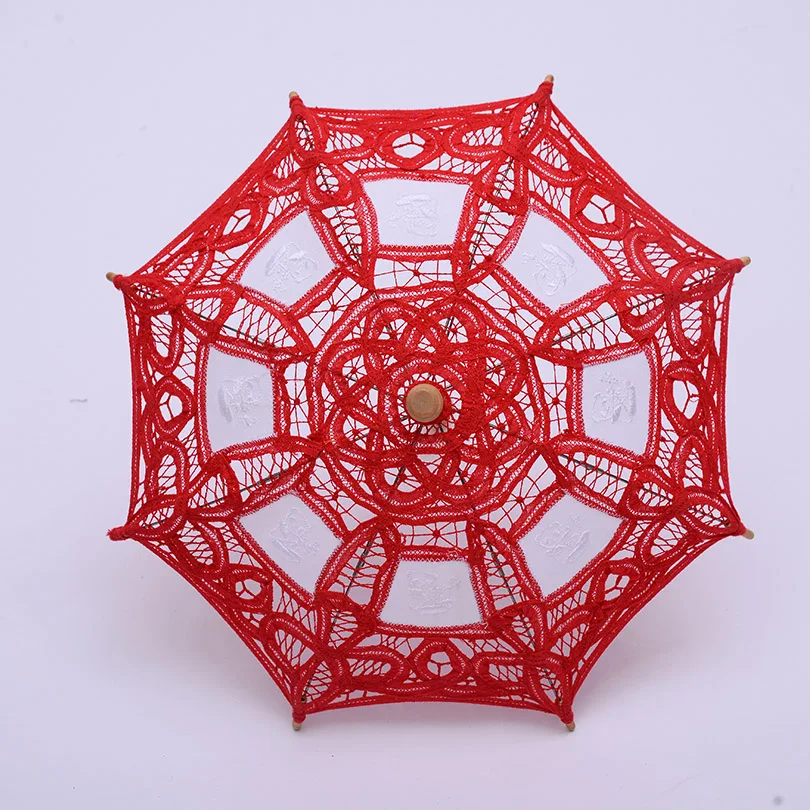 

QUNYINGXIU 19cm Girls Favorite Craft Flower Lace Handmade Umbrella Embroidery Princess Silk Decoration Classical Toy Umbrella