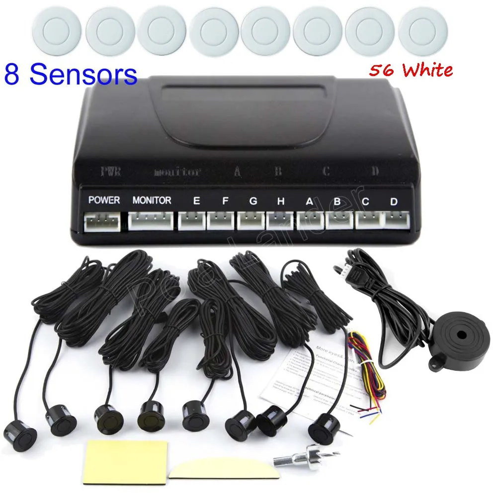 12V 8 Sensors Car Parking Sensor Rear Reverse Backup Radar Detector System Kit Alarm 44 colors