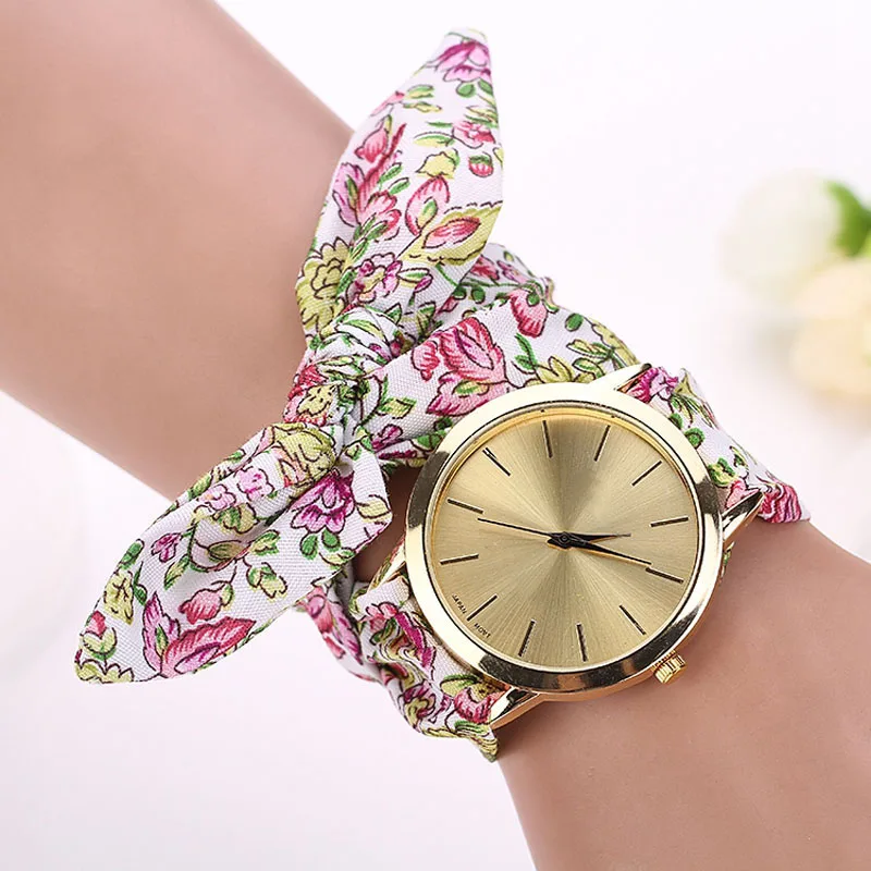 Amecior Цветочные жаккардовые кварцевые наручные часы модные женские нарядные часы высокого качества часы с тканевым ремешком сладкий женский браслет для часов - Цвет: G