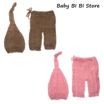 

Mohair Newborn Photography Props Costumes Hat+Pants Set Baby Photo Accessories