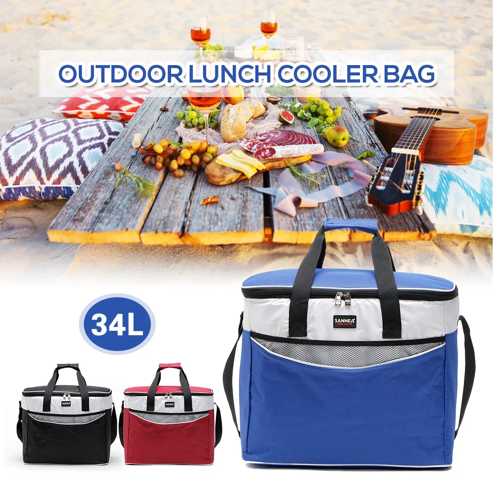 

34L Outdoor Insulated Bag Cooler Lunch Tote Thermal Bento Bag Outdoor Camping BBQ Picnic Food Freshness Insulated Cooler Bag