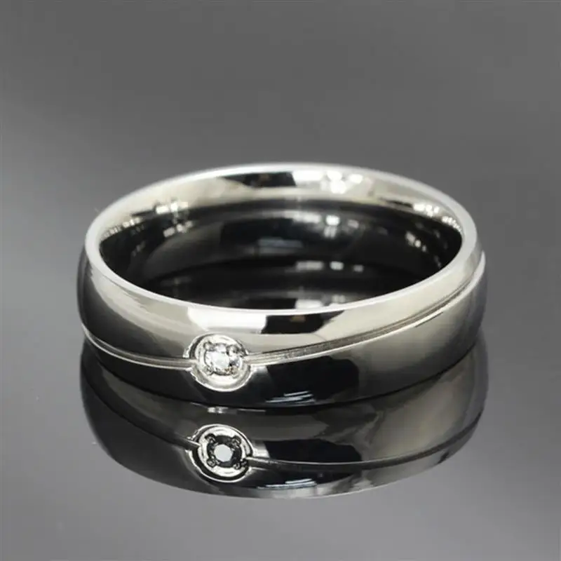 YAKAMOZ Титановый стальной Свадебный обручальный мужской t кольца для мужчин и женщин Белый CZ камень романтическая мода ювелирные изделия