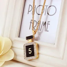 Novas garrafas de perfume pingente colares moda colar longo para presente de aniversário jóias por atacado