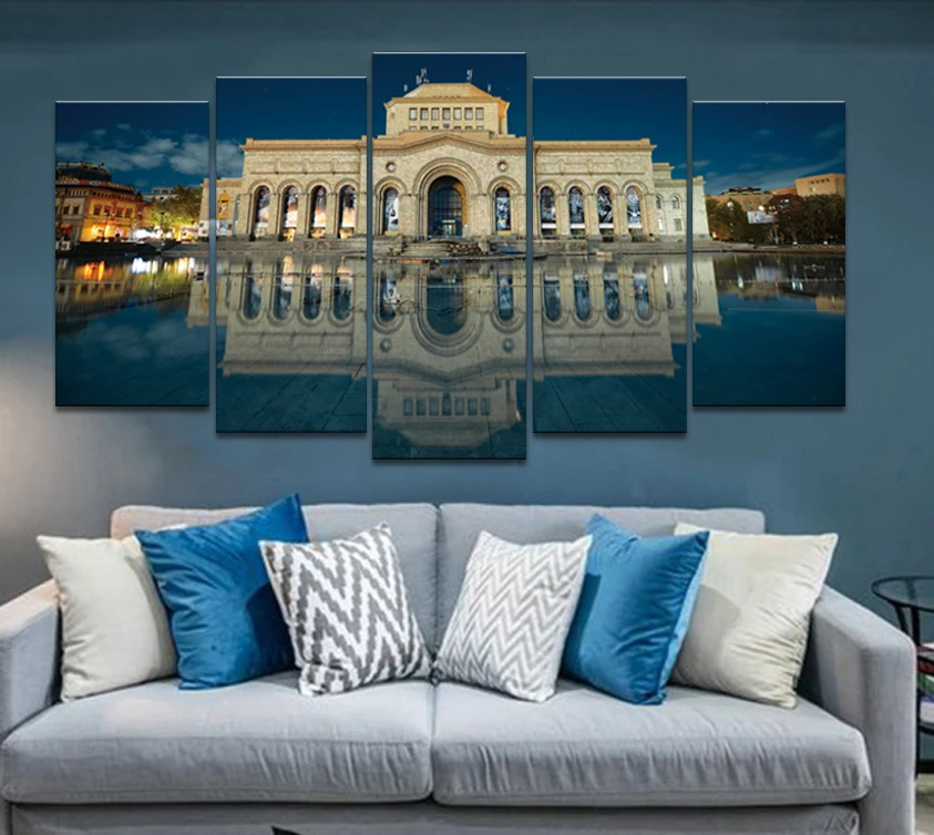 

Armenia Yerevan Building Reflection In Water Hayk Barseghyans wall art Printd on Canvas Arts Modern Home Wall Art